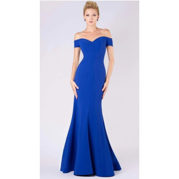 Seam Sculpted Crepe Mermaid Gown M0005, Royal Blue (Size 16) - Picture 4 of 4